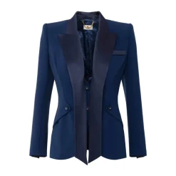Giacca Tuxedo in Crêpe con Revers in Raso