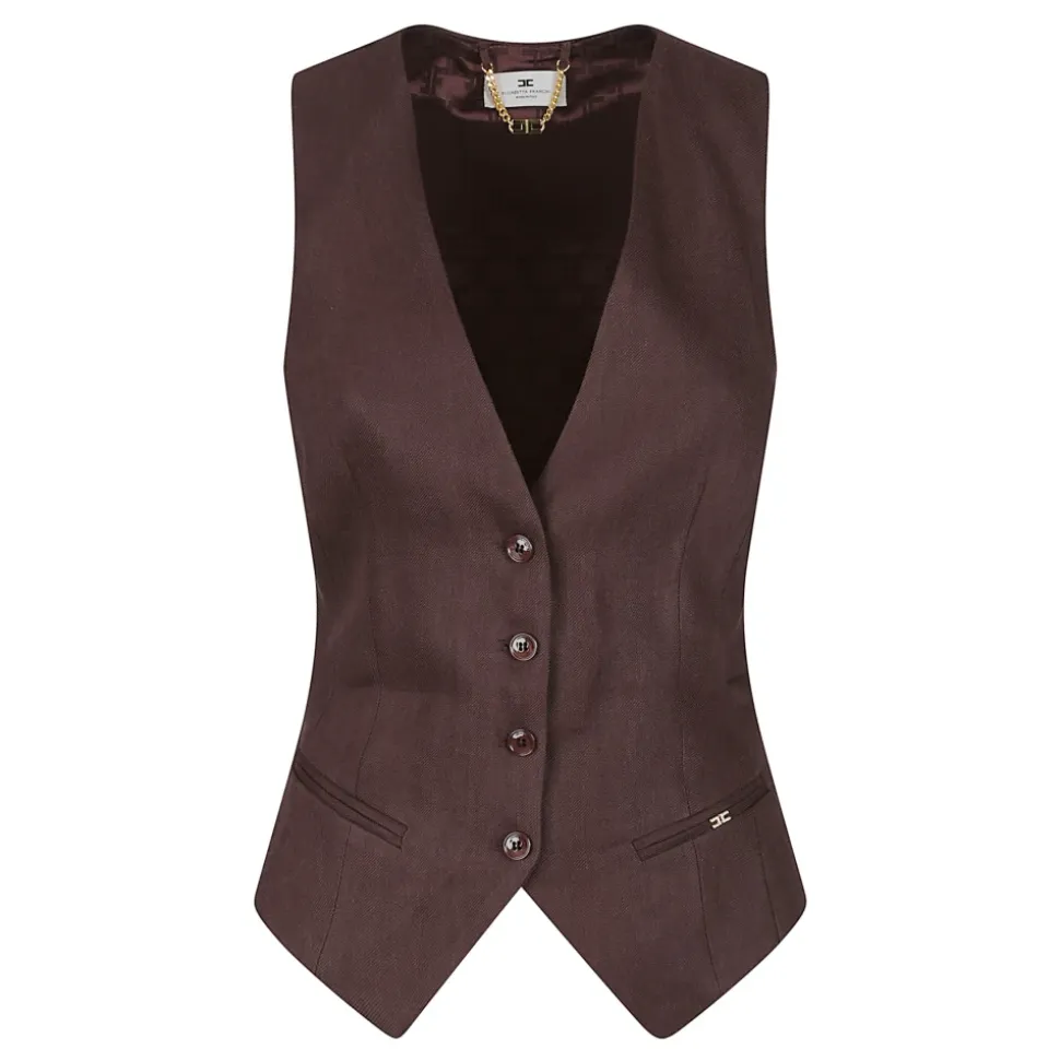 Gilet in gabardine misto lino