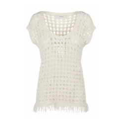 Gilet in maglia a rete con frange