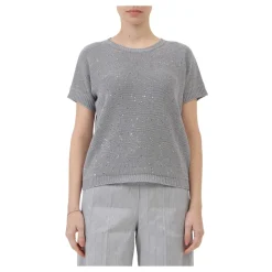 Girocollo con Paillettes Maniche Corte