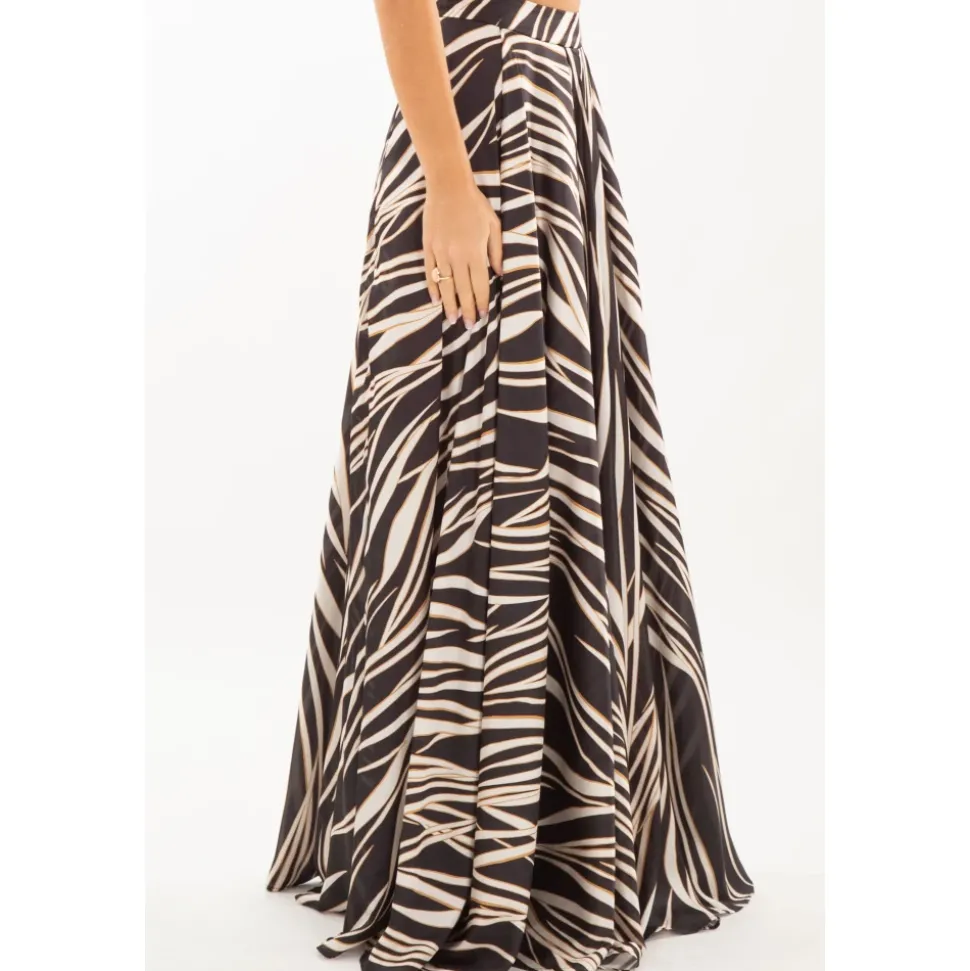 Gonna con spacco laterale Animalier in MULTICOLOR