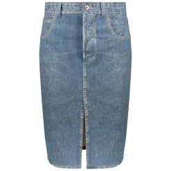 Gonna Midi Effetto Denim con Spacco