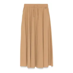 Gonna Midi Svasata Beige con Tasche