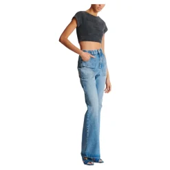 Jeans a vita alta flare in denim
