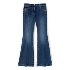 Jeans a zampa con dettaglio gioiello