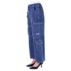 Jeans blu con zip e tasche