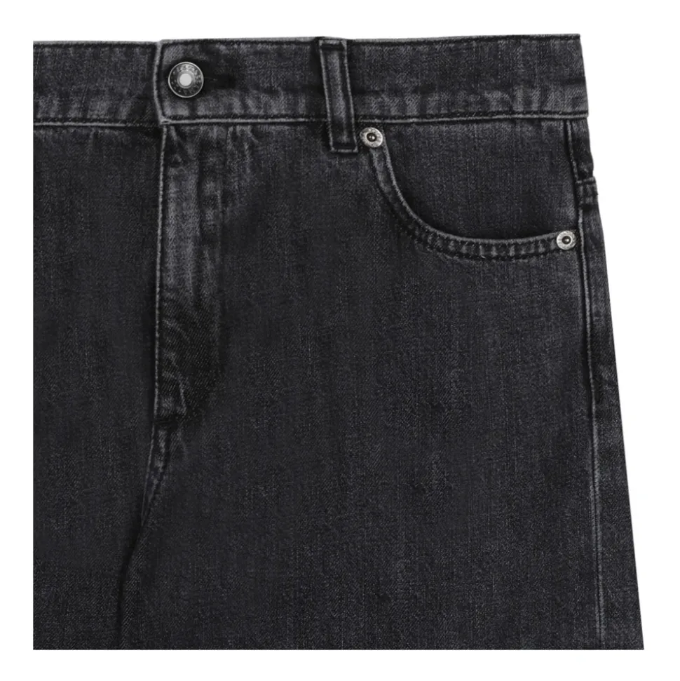 Jeans cargo in denim a 5 tasche con targhetta logo