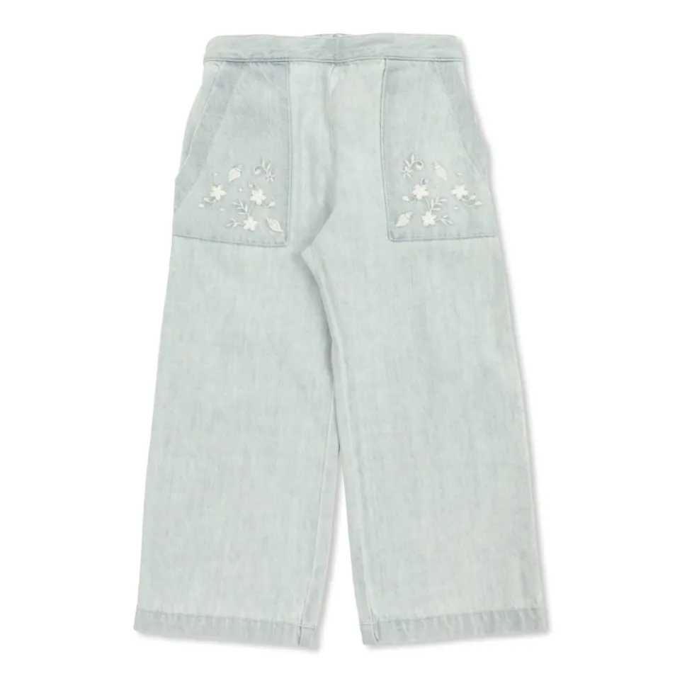 Jeans con ricami floreali