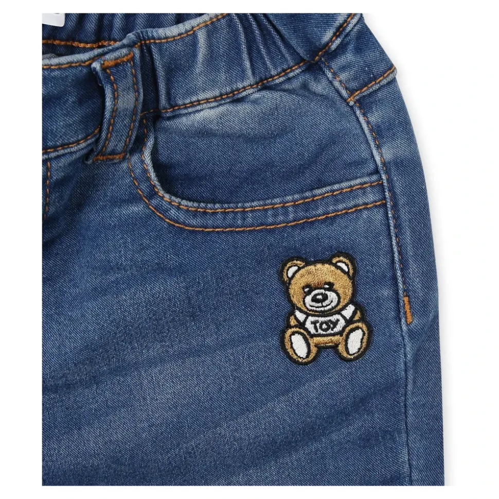 Jeans in Denim Blu con Orsetto