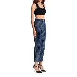Jeans in denim con monogramma taglio dritto