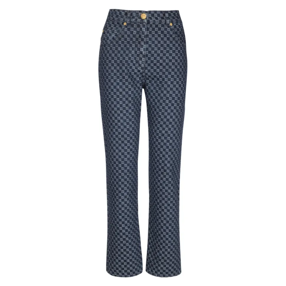 Jeans in denim con monogramma taglio dritto