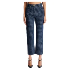 Jeans in denim con monogramma taglio dritto