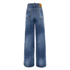 Jeans Larghi con Logo a Vita Alta