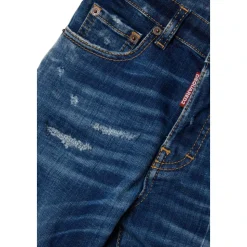 Jeans straight blu sfumato con rotture - 642 Jean