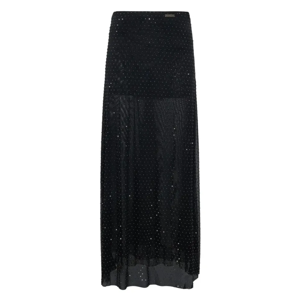 Long Mesh Skirt with Micro Embellishments