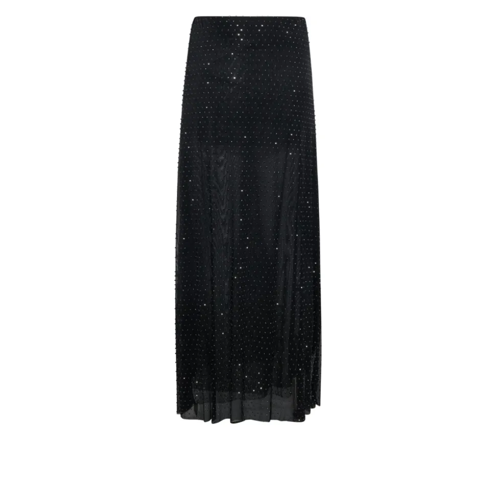Long Mesh Skirt with Micro Embellishments