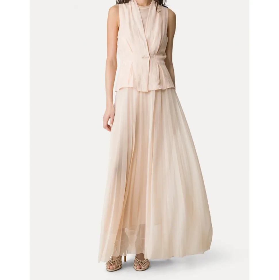 Long Pleated Tulle Skirt
