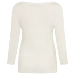 Maglia color bianco panna elegante con scollatura rotonda.