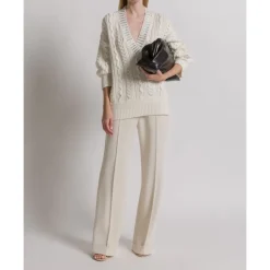 Maglione Aran in maglia con colletto di paillettes