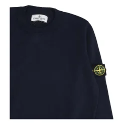 Maglione Blu in Cotone a Coste con Girocollo