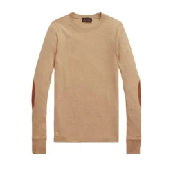 Maglione Elasticizzato in Cotone con Toppe in Camoscio sui Gomiti