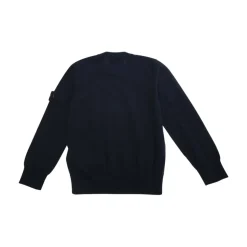 Maglione Girocollo con Patch Logo Blu