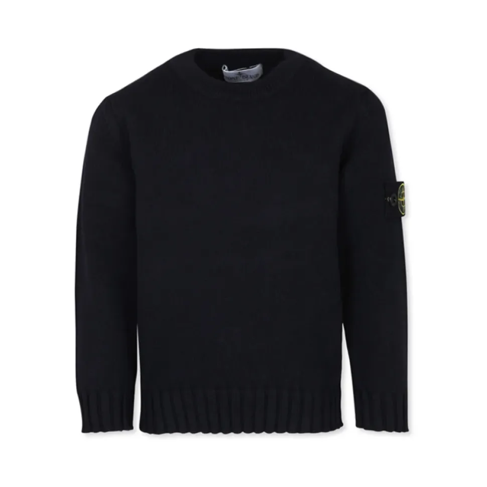 Maglione in Cotone Blu con Patch Logo