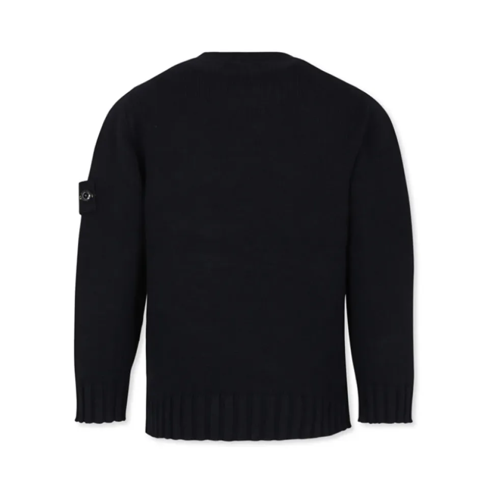 Maglione in Cotone Blu con Patch Logo