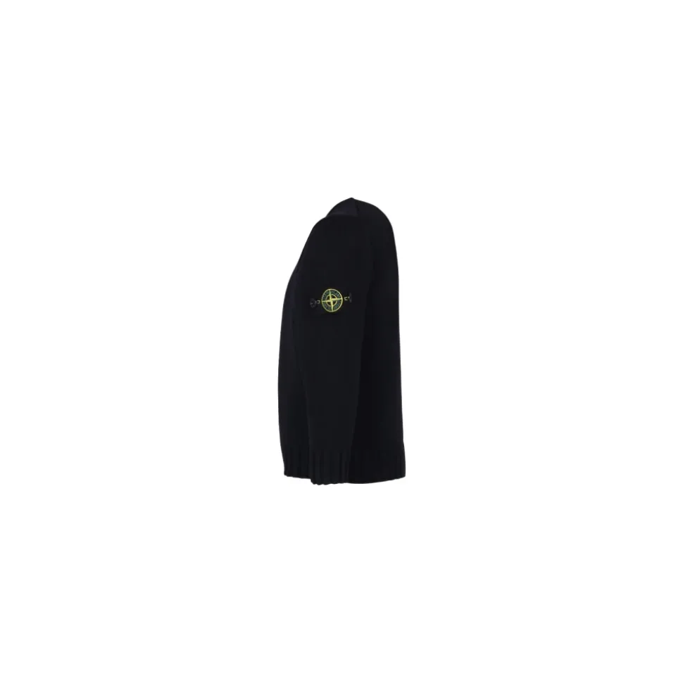 Maglione in Cotone Blu con Patch Logo