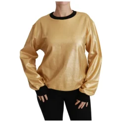 Maglione in Cotone Oro e Nero con Girocollo
