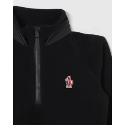 Maglione in pile con mezza zip nero