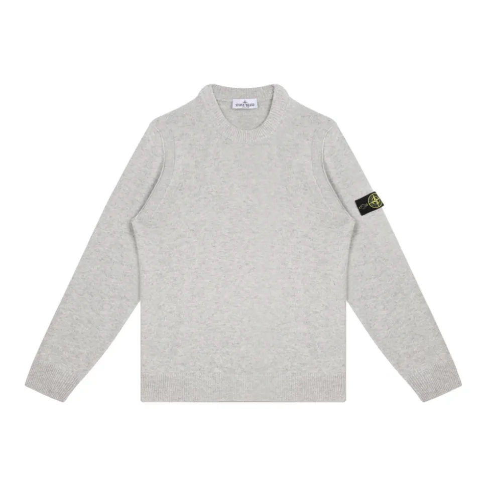 Maglione Melange Grigio con Patch Bussola