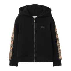 Maglione Nero con Zip e Cappuccio