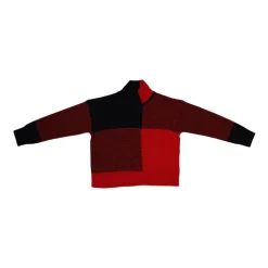 Maglione Rosso a Collo Alto in Lana Merino