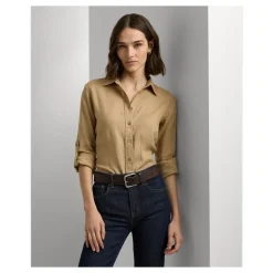Marrone Lauren Karrie-Camicia a Maniche Lunghe Camicie