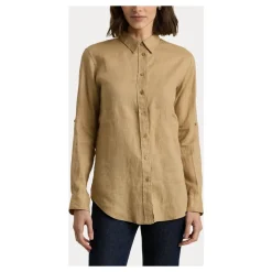 Marrone Lauren Karrie-Camicia a Maniche Lunghe Camicie