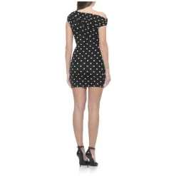 Mini abito a pois drappeggiato in maglia