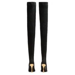 Moneta Mesh Thigh Boots with Monogram