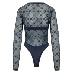 Monogram Mesh Flock Bodysuit Top