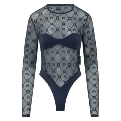 Monogram Mesh Flock Bodysuit Top