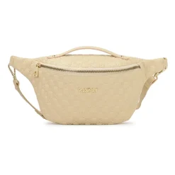 Nerbo in pelle beige con monogrammi impressi