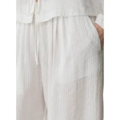 Pantalone con elastico in vita in voile di lino e seta gessato