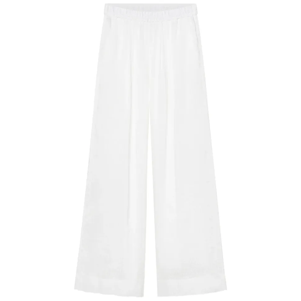 Pantaloni a Righe in Voile di Seta e Lino