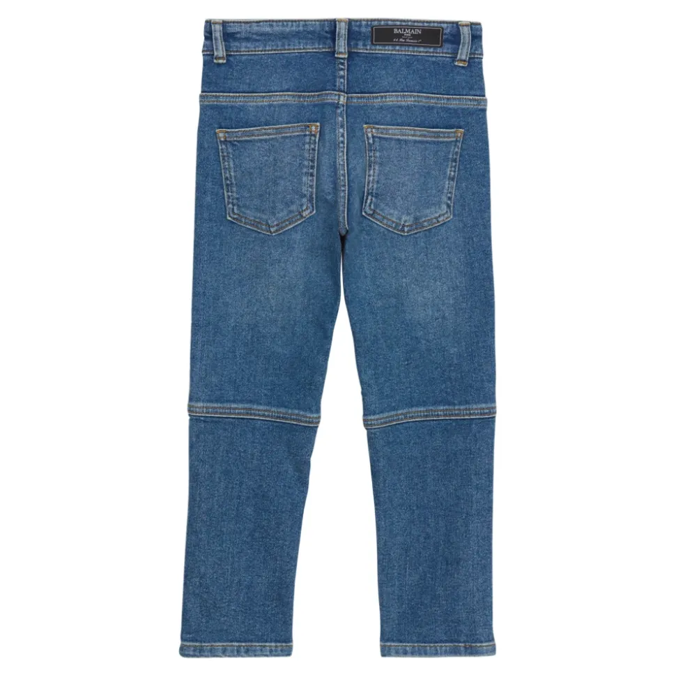 Pantaloni biker in denim blu
