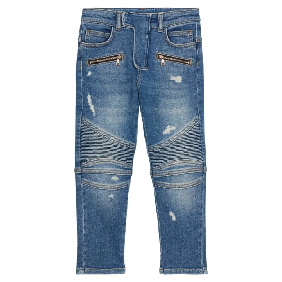 Pantaloni biker in denim blu