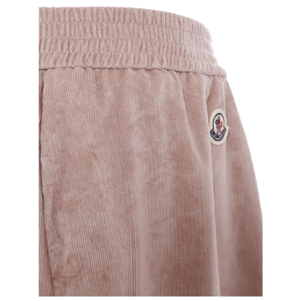 Pantaloni Casual in Velluto Rosa