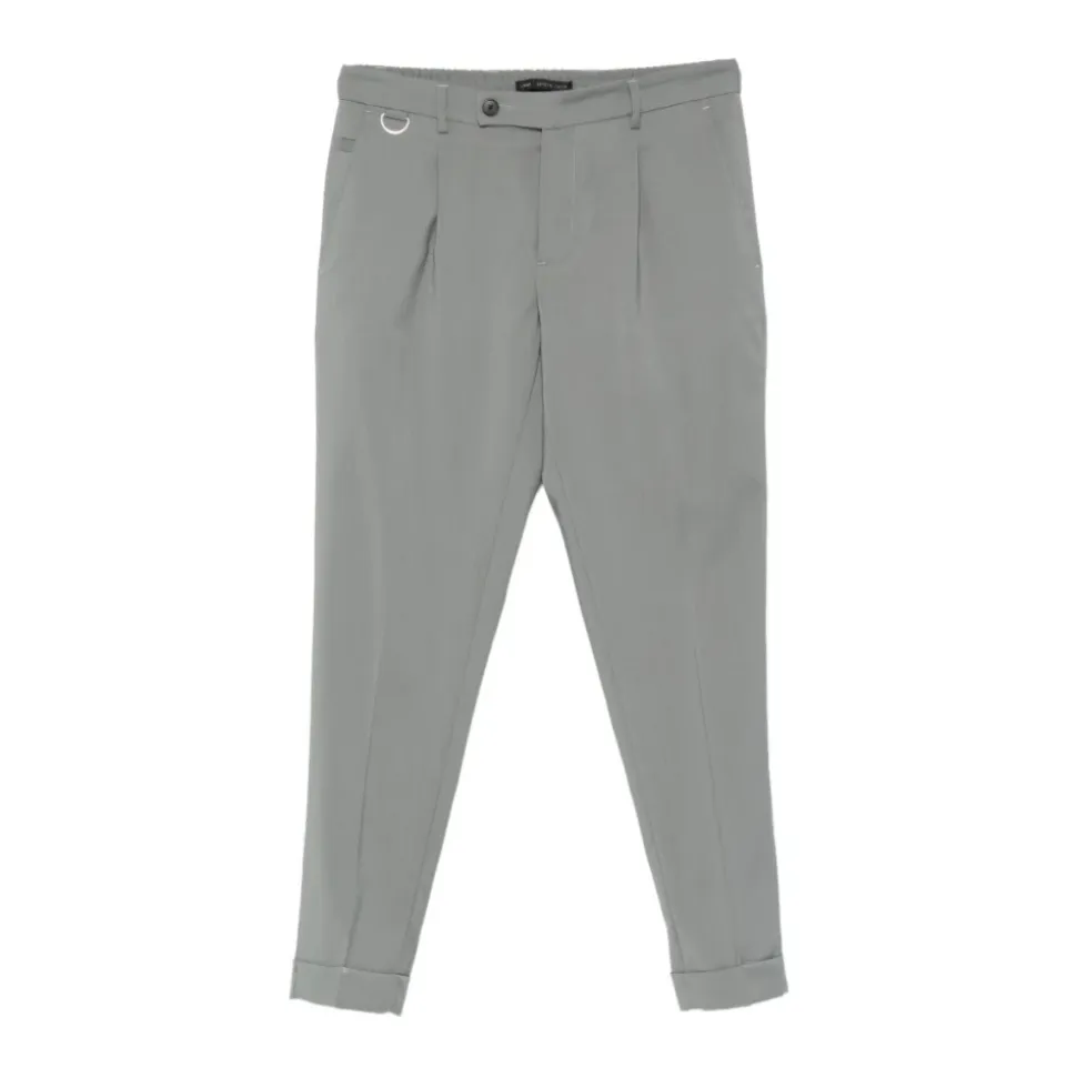 Pantaloni cropped in lana a pieghe
