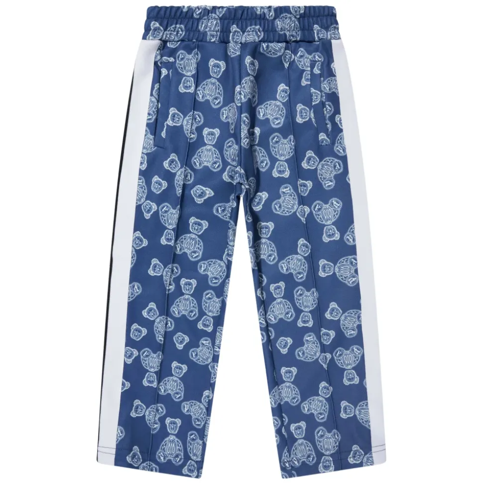 Pantaloni da tuta blu con motivo paisley di orsetti