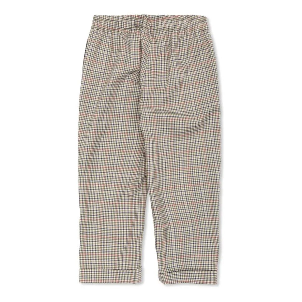Pantaloni in Cotone Popeline Micro-Check