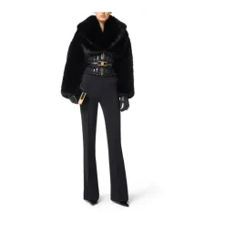 Pantaloni in crêpe leggero con catena gioiello